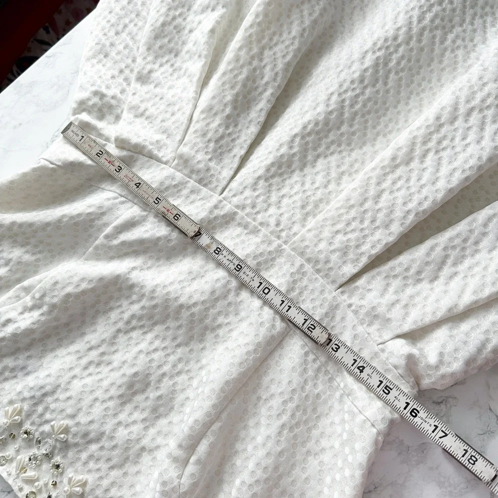 Eliza J White Shimmer Embellished Neckline Sleeveless‎ Fit Flare Dress Size 12 - Picture 12 of 15